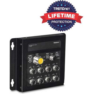 TRENDnet 8-Port Industrial EN50155 M12 Gigabit PoE+ Railway Switch