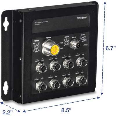 TRENDnet 8-Port Industrial EN50155 M12 Gigabit PoE+ Railway Switch