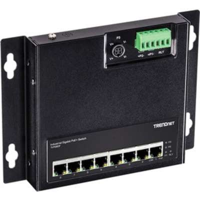 TRENDnet 8-Port Industrial Gigabit PoE+ Wall-Mount Front Access Switch