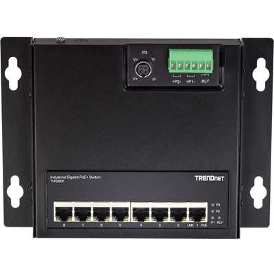 TRENDnet 8-Port Industrial Gigabit PoE+ Wall-Mount Front Access Switch