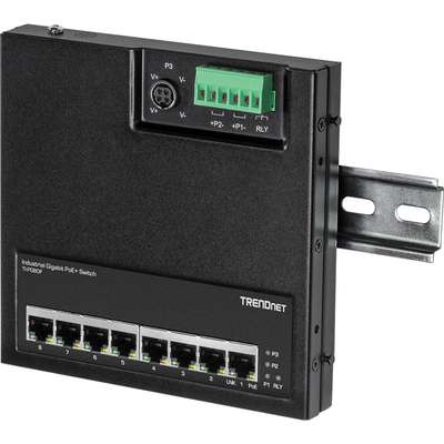TRENDnet 8-Port Industrial Gigabit PoE+ Wall-Mount Front Access Switch