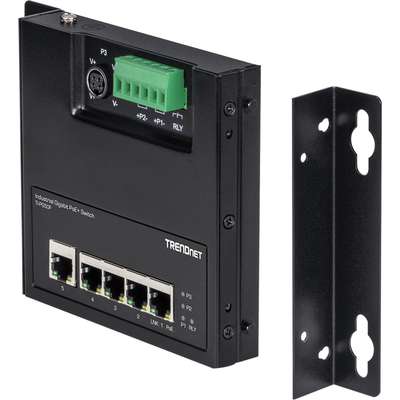 TRENDnet 5-Port Industrial Gigabit PoE+ Wall-Mounted Front Access Switch