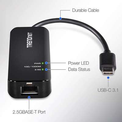 TRENDnet USB-C 3.1 to 2.5GBASE-T Ethernet Adapter