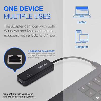 TRENDnet USB-C 3.1 to 2.5GBASE-T Ethernet Adapter