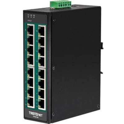 TRENDnet 16-Port Hardened Industrial Gigabit PoE+ DIN-Rail Switch