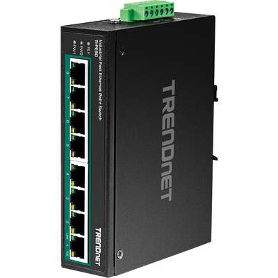 TRENDnet 8-Port Industrial Fast Ethernet PoE+ DIN-Rail Switch