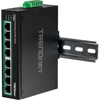 TRENDnet 8-Port Industrial Fast Ethernet PoE+ DIN-Rail Switch