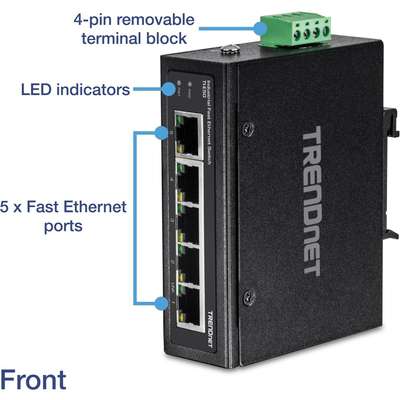 TRENDnet 5-Port Industrial Fast Ethernet DIN-Rail Switch