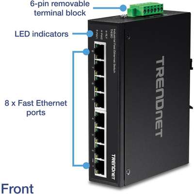 TRENDnet 8-Port Industrial Fast Ethernet DIN-Rail Switch