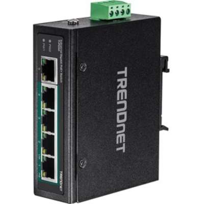 TRENDnet 5-Port Industrial Gigabit PoE + DIN-Rail Switch