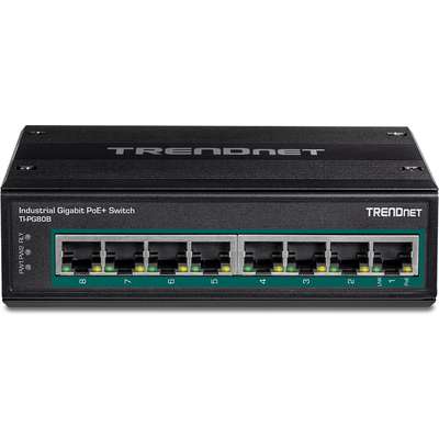 TRENDnet 8-Port Industrial Gigabit PoE+ DIN-Rail Switch (24 - 56V)