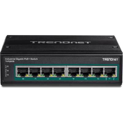 TRENDnet 8-Port Industrial Gigabit PoE+ DIN-Rail Switch (24 - 56V)