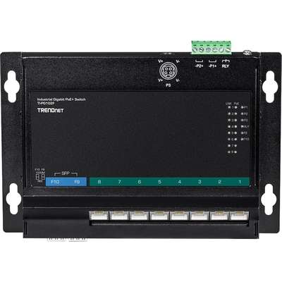 TRENDnet 10-Port Industrial Gigabit PoE+ Wall-Mount Front Access Switch