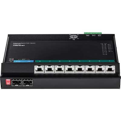 TRENDnet 10-Port Industrial Gigabit PoE+ Wall-Mount Front Access Switch