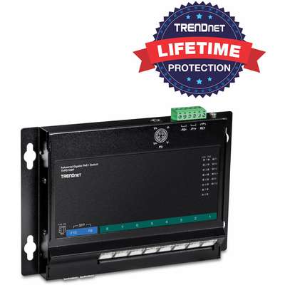 TRENDnet 10-Port Industrial Gigabit PoE+ Wall-Mount Front Access Switch