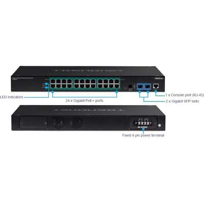 TRENDnet 26-Port Industrial Gigabit L2 Managed PoE+ Rackmount Switch