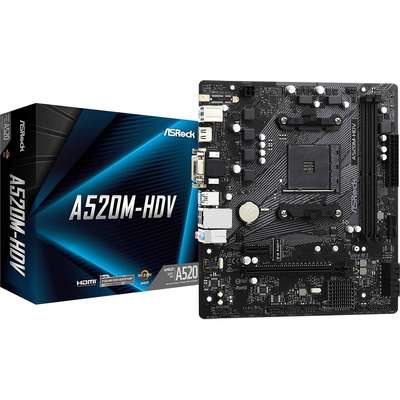 ASRock Inc Asrock MB A520M-HDV AMD AM4 A520 Max.64G DDR4 PCIE HDMI Dvid