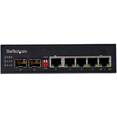 StarTech.com Industrial 5 Port Gigabit Ethernet Switch 5 PoE +2 SFP Slots
