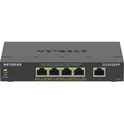 NETGEAR 5 Port Geth High Power PoE+ Smart Managed+ Switch