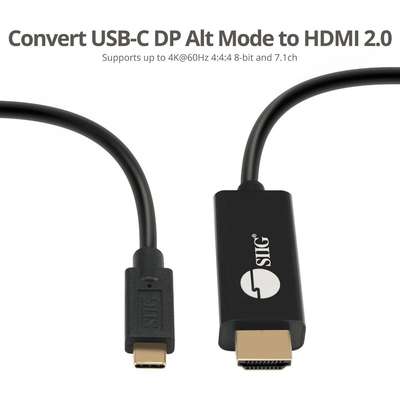 SIIG Inc. SIIG Cable CB-TC0J11-S1 USB-C to HDMI 2.0 with HDR Cable 2M Opp Bag