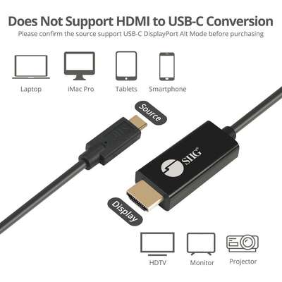 SIIG Inc. SIIG Cable CB-TC0J11-S1 USB-C to HDMI 2.0 with HDR Cable 2M Opp Bag