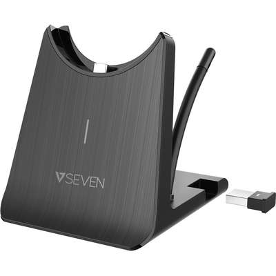 V7 Wireless Bluetooth Mono Headset Boom Microphone with USB Dongle Black