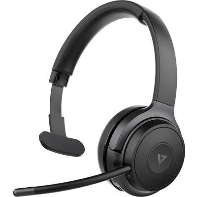 V7 Wireless Bluetooth Mono Headset Boom Microphone with USB Dongle Black