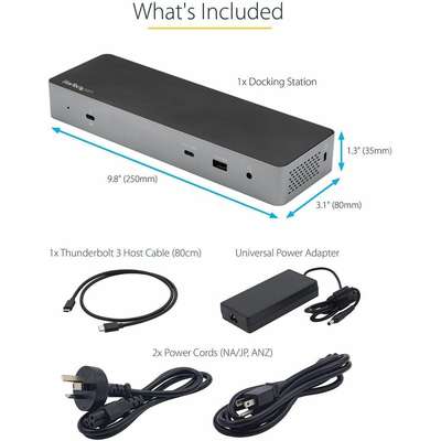 StarTech.com Thunderbolt 3 Dock/USB-C Dock - Dual 4K DP/HDMI, 1x8K - 96W PD