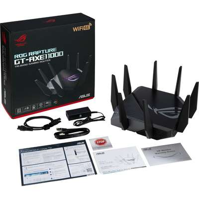 Asus Router GT-AXE11000 Rog Rapture Tri-band WiFi 6E (802.11AX) Gaming Router