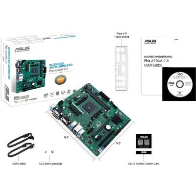 Asus MB Pro A520M-C II CSM AMD AM4 RYZEN5000 4000 3000 A520 DDR4 HDMI DP MATX