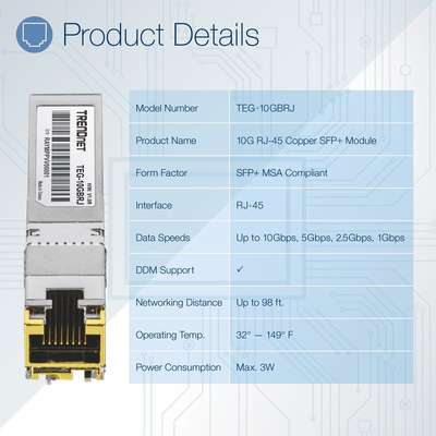 TRENDnet 10G RJ-45 Copper SFP+ Module