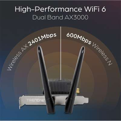 TRENDnet AX3000 Wireless Dual Band & Bluetooth 5.2 (Class 2) PCIe Adapter