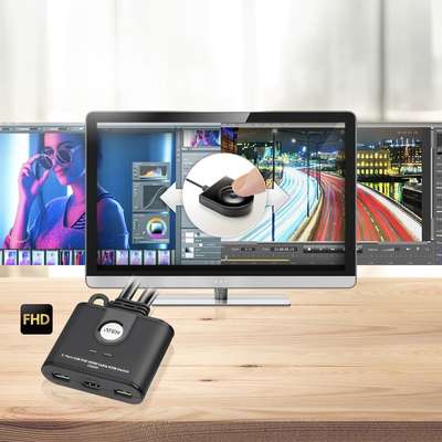 ATEN 2-Port USB FHD HDMI Cable KVM with Remote Port Selector