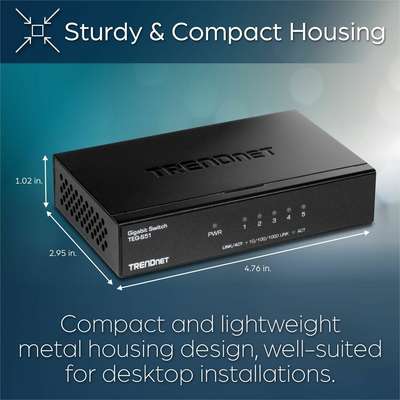 TRENDnet 5-Port Gigabit Desktop Switch with metal case