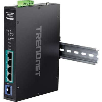 TRENDnet 5-Port Industrial Gigabit PoE+ DIN-Rail Switch -20 65C (-4 149F)