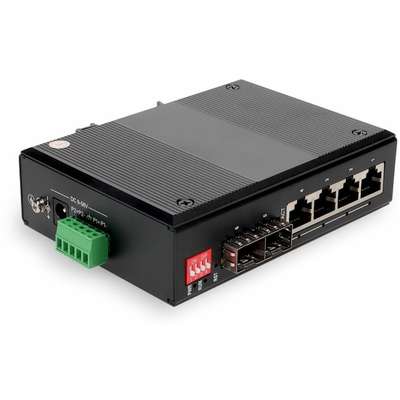 AddOn Industrial Managed 10/100/1000BASE-Tx (RJ-45) X4 to 2 Open SFP Port Media Converte
