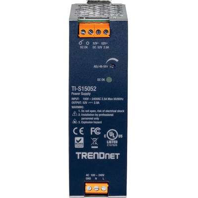 TRENDnet 150W, 52V DC, 2.89A AC to DC DIN-Rail Power Supply with PFC Function