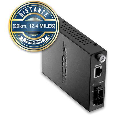 TRENDnet 1000Base-T to 1000Base-LX Single Mode Fiber Converter (20KM)