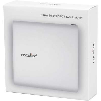 Rocstor 140W Smart USB-C Power Adapter Gan Technology -UL & FCC/Ce -White