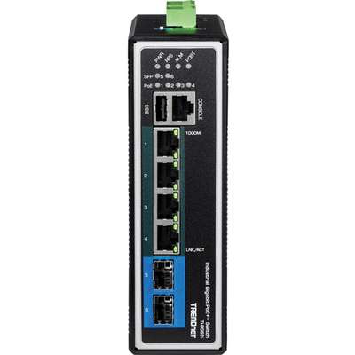 TRENDnet 6-Port Industrial Gigabit L2+ Managed PoE++ DIN-Rail Switch