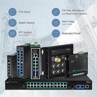 TRENDnet 6-Port Industrial Gigabit L2+ Managed PoE++ DIN-Rail Switch
