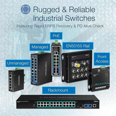 TRENDnet 6-Port Industrial Gigabit L2+ Managed PoE++ DIN-Rail Switch
