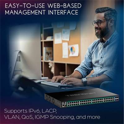 TRENDnet 52-Port Gigabit Web Smart PoE+ Switch with 10G SFP+ Slots