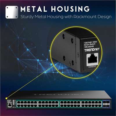 TRENDnet 52-Port Gigabit Web Smart PoE+ Switch with 10G SFP+ Slots