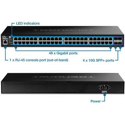 TRENDnet 52-Port Gigabit Web Smart Switch with 10G SFP+ Ports