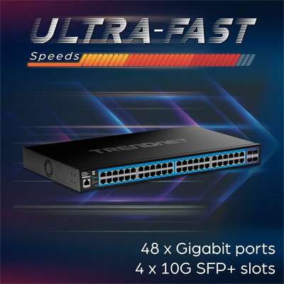 TRENDnet 52-Port Gigabit Web Smart Switch with 10G SFP+ Ports