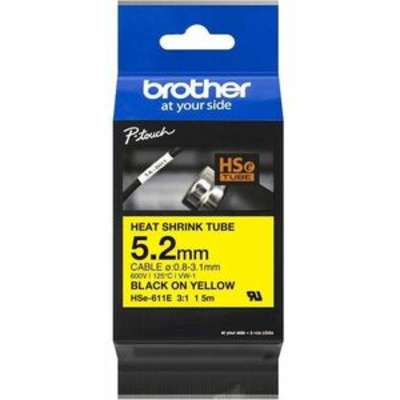 Brother 0.2 inch X4.9FT 5.1MM x 1.5M 3:1 Heat Shrink Tube Black On Yellow Dia:
