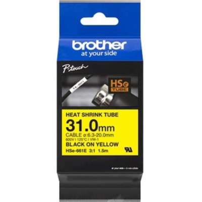 Brother 1.2 inch X4.9FT 30.5MM X1.5M 3:1 Heat Shrink Tube Black On Yellow Dia: