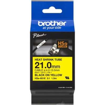 Brother 0.82 inch X4.9FT 20.8mm X1.5M 3:1 Heat Shrink Tube Black On Yellow Dia: