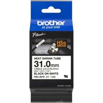 Brother 1.2 inch x 4.9FT 30.5MM X1.5M 3:1 Heat Shrink Tube Black On White Dia: